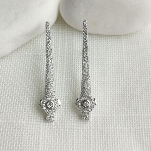 ART DECO sterling silver cz long  earrings 🆕 - Picture 7 of 7
